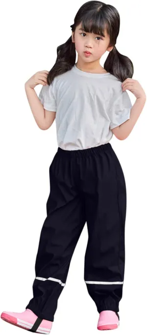 Boys Girls Reflective Waterproof Rain Pants Lightweight Rainwear Kids Outdoor Mud Dirty Proof Overalls Bottoms