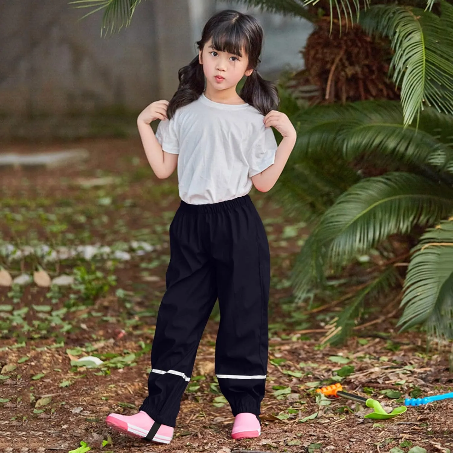 Boys Girls Reflective Waterproof Rain Pants Lightweight Rainwear Kids Outdoor Mud Dirty Proof Overalls Bottoms