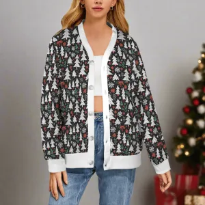 Christmas Tree Women's Cardigan Button Sweater Custom Women's Cardigan (Model H73)