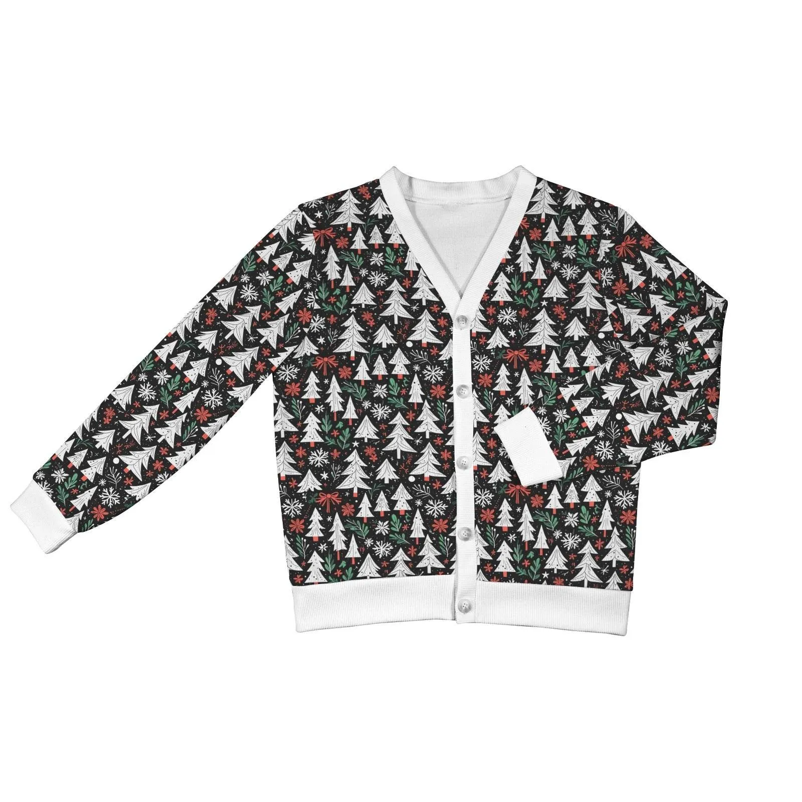 Christmas Tree Women's Cardigan Button Sweater Custom Women's Cardigan (Model H73)