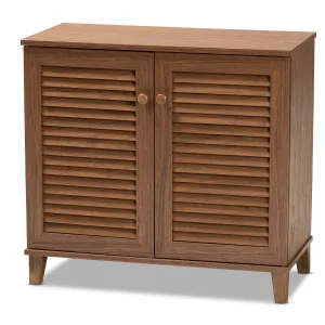 classic Coolidge Modern Walnut 4-Shelf Shoe Cabinet