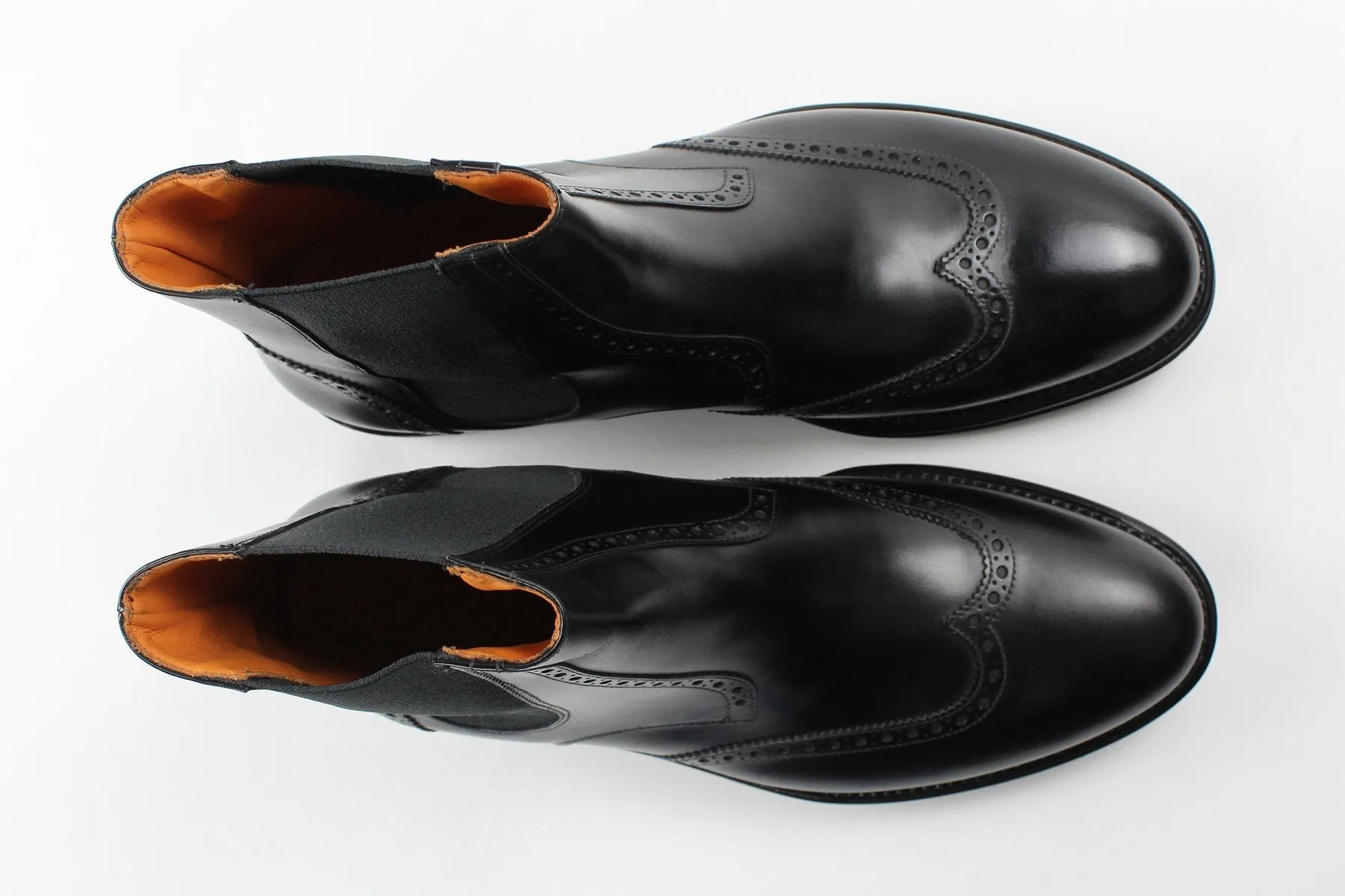 COSIMO • Custom Fitted Bespoke Wingtip Brogue Chelsea Boots • BLACK