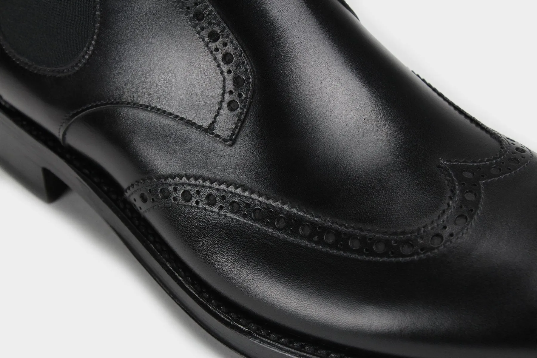 COSIMO • Custom Fitted Bespoke Wingtip Brogue Chelsea Boots • BLACK
