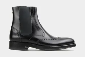 COSIMO • Custom Fitted Bespoke Wingtip Brogue Chelsea Boots • BLACK