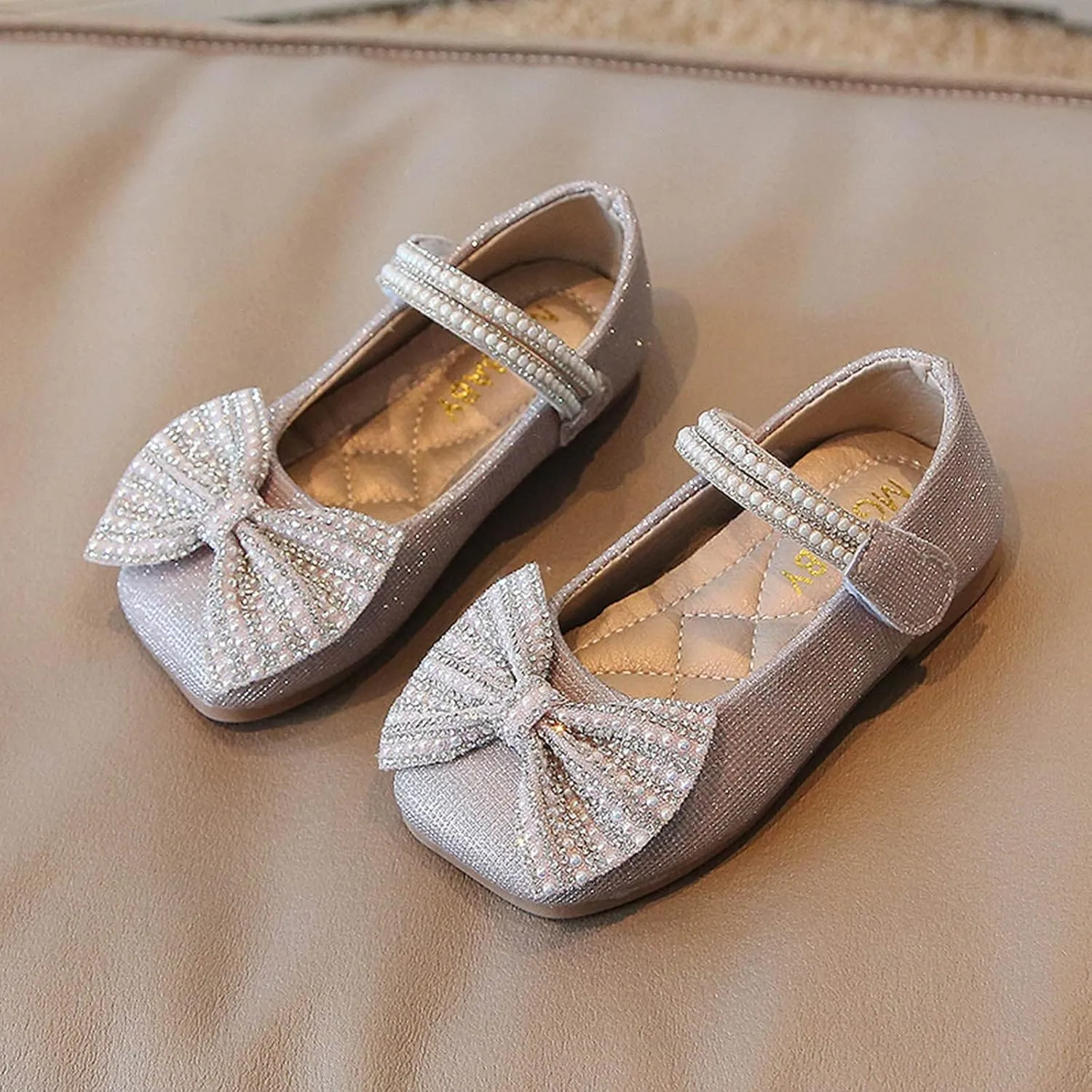 Fashion Autumn Girls Casual Shoes Pearl Bow Sequins Shiny Cute Dress Shoes Dance Shoes Girls Winter Boots Size 3