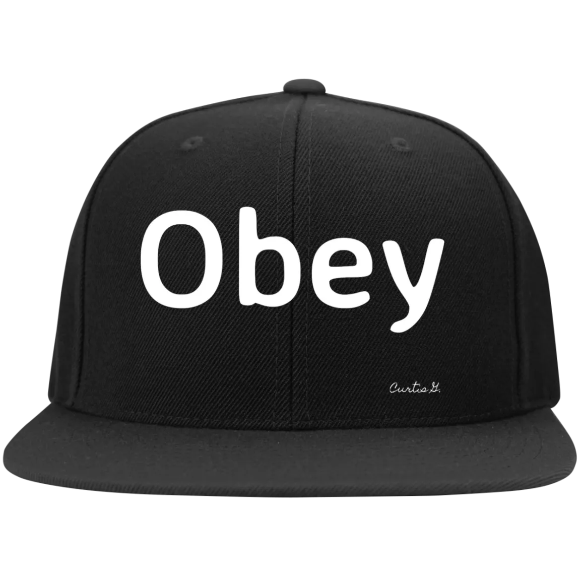 Flat Bill High-Profile Snapback Hat - "Obey"