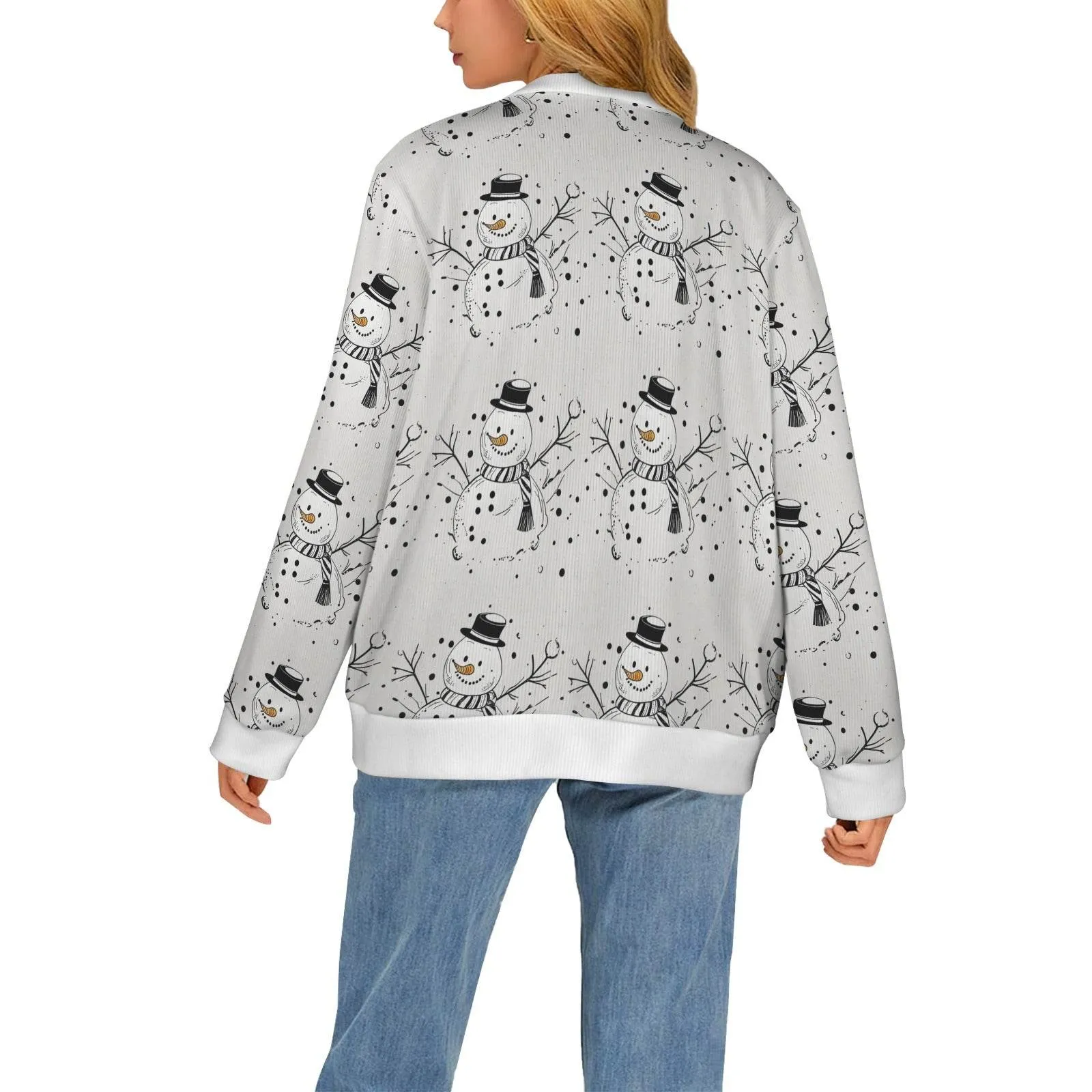 Frosty the Snowman Women's Cardigan Button Sweater Custom Women's Cardigan (Model H73)