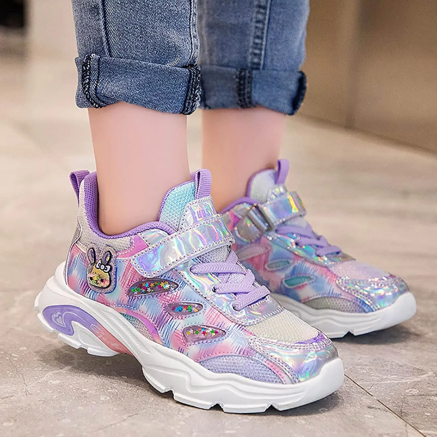 Girls Air Cushion Sneakers Toddler Kids Platform Walking Resistant Tennis Shoes Leather Comfortable Travel Sneakers