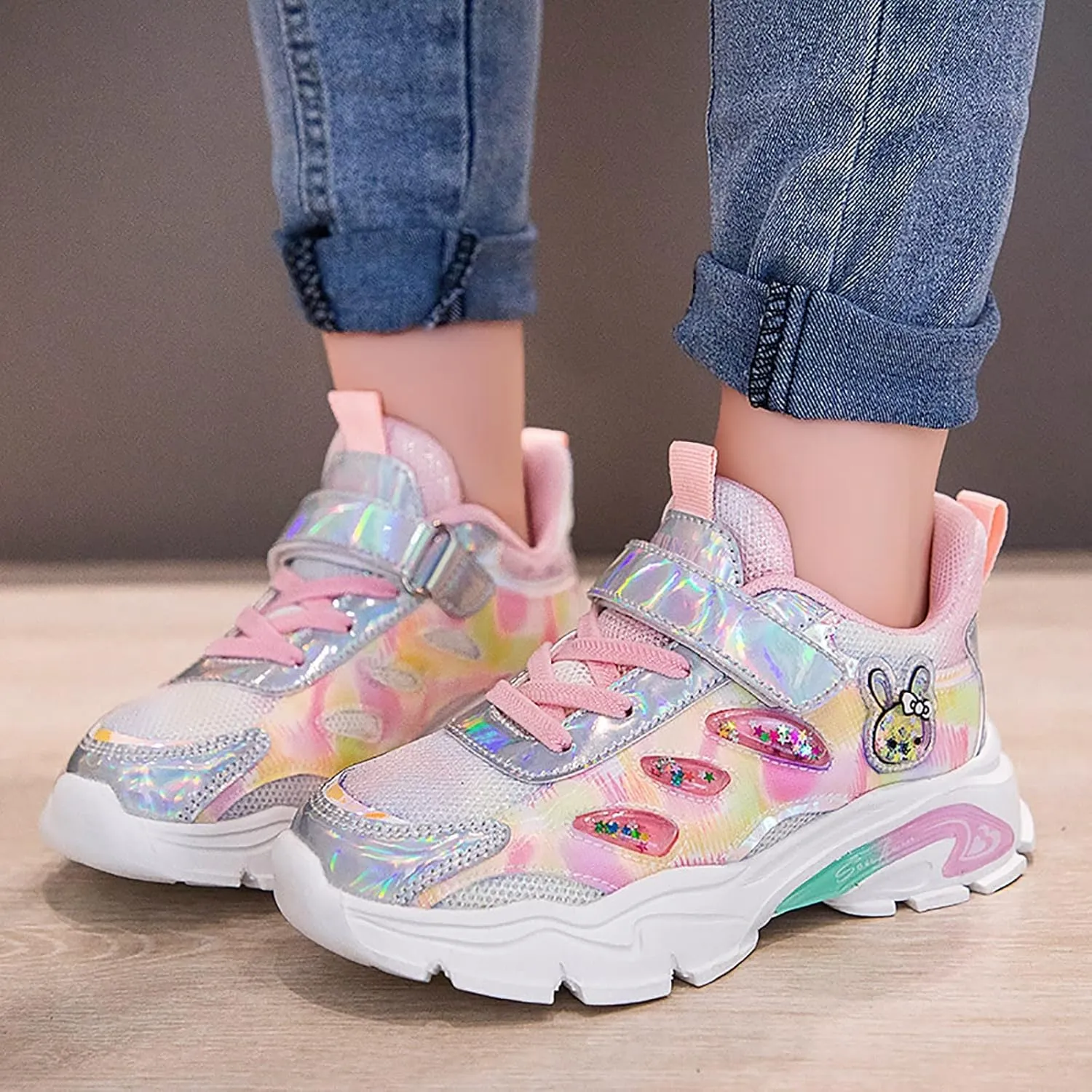 Girls Air Cushion Sneakers Toddler Kids Platform Walking Resistant Tennis Shoes Leather Comfortable Travel Sneakers