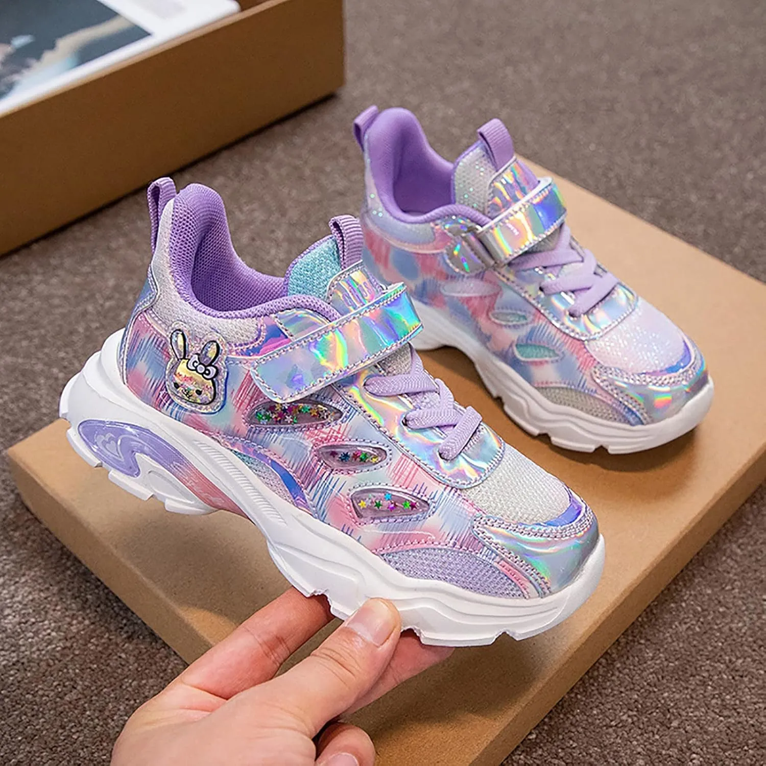 Girls Air Cushion Sneakers Toddler Kids Platform Walking Resistant Tennis Shoes Leather Comfortable Travel Sneakers