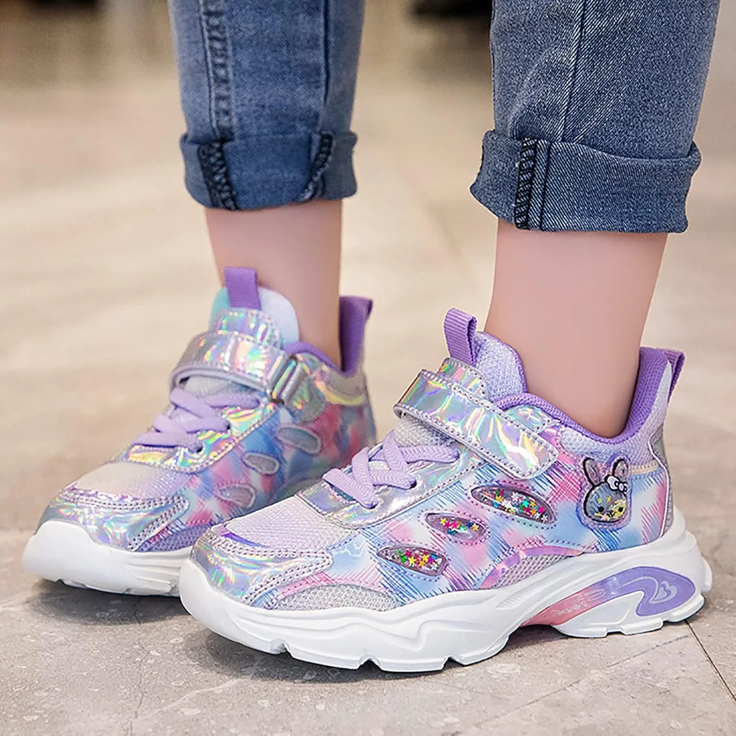 Girls Air Cushion Sneakers Toddler Kids Platform Walking Resistant Tennis Shoes Leather Comfortable Travel Sneakers