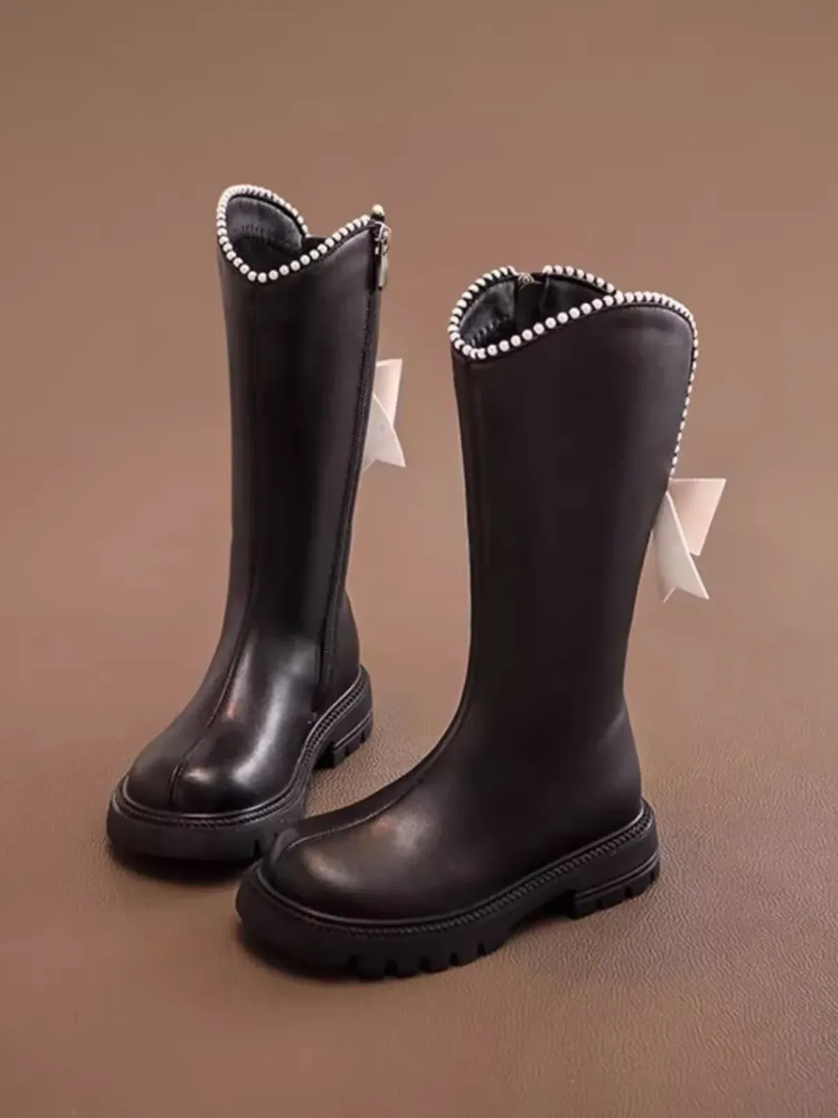 Girls Winter Mary Jane Bow Boots Pearl Edged By Liv and Mia