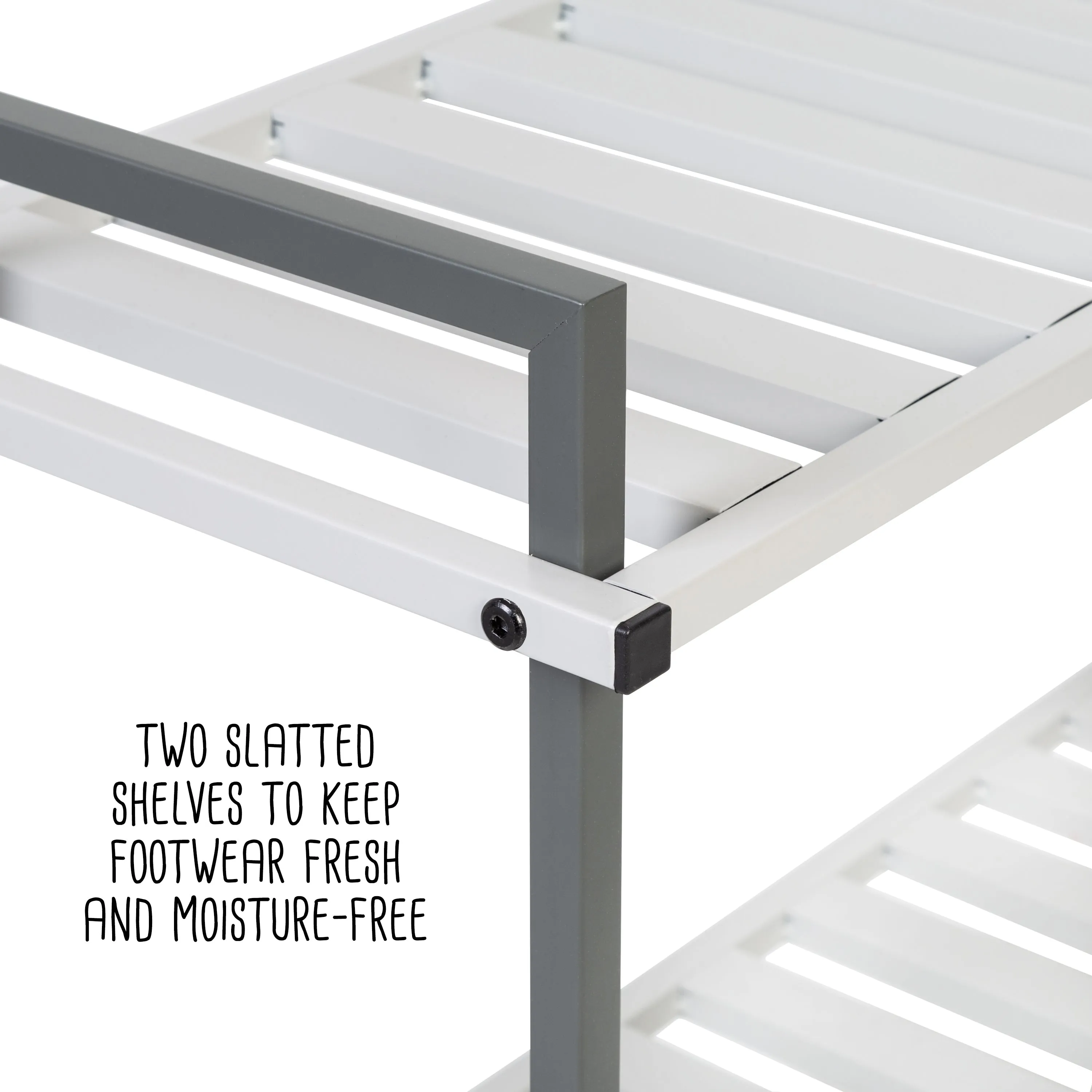 Gray 2-Tier Metal Shoe Rack