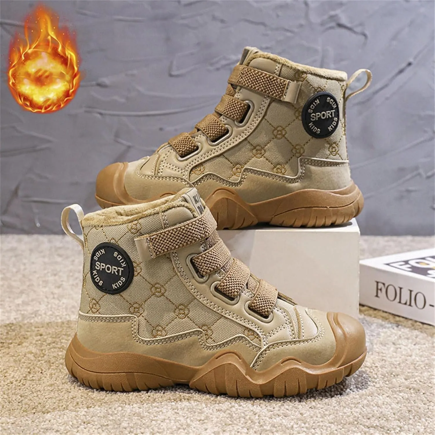 Kids Snow Boots for Girls Boys Comfy Warm Fr Lined Winter Boots Lightweight Slip On Cotton Fuzzy Light Shoes for Kids