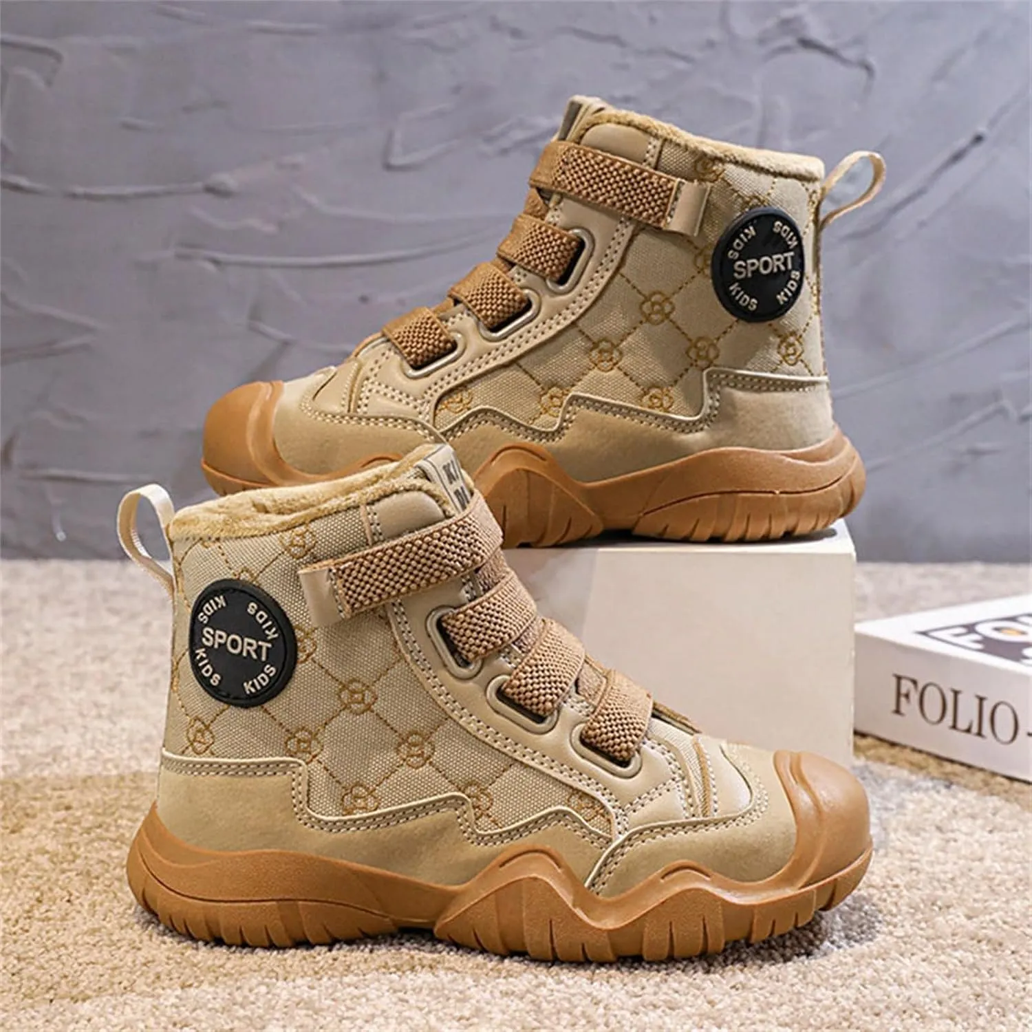 Kids Snow Boots for Girls Boys Comfy Warm Fr Lined Winter Boots Lightweight Slip On Cotton Fuzzy Light Shoes for Kids