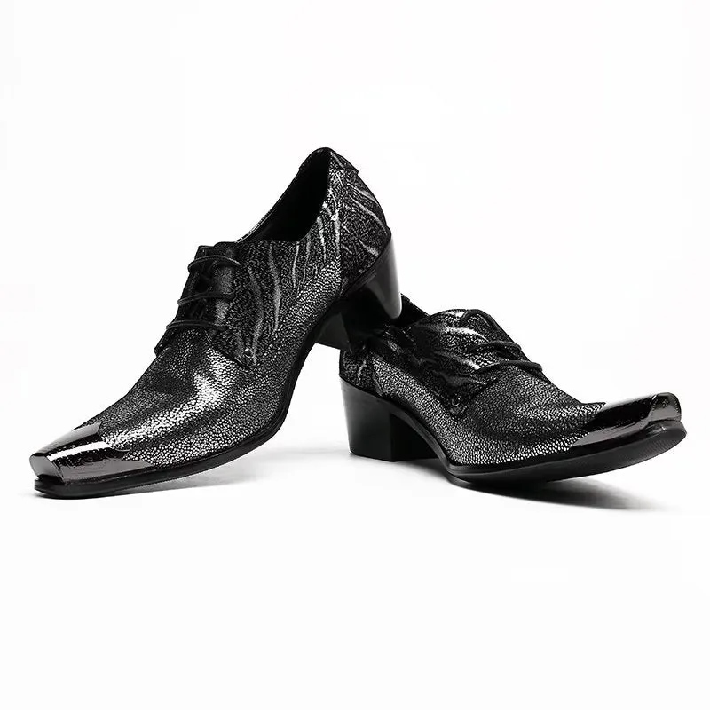 Luxe Exotic Leather Pointed Toe Derbies