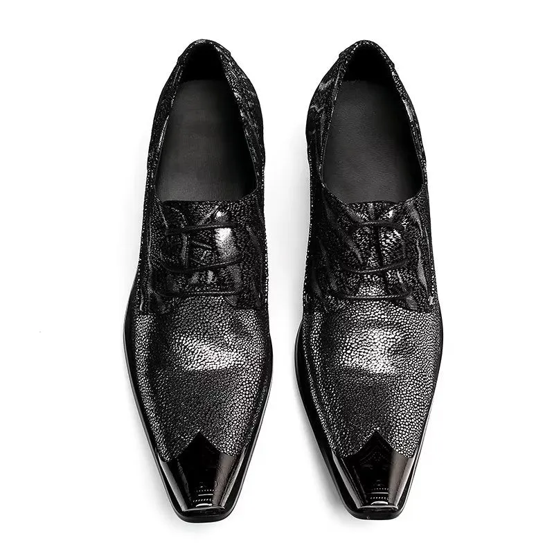 Luxe Exotic Leather Pointed Toe Derbies