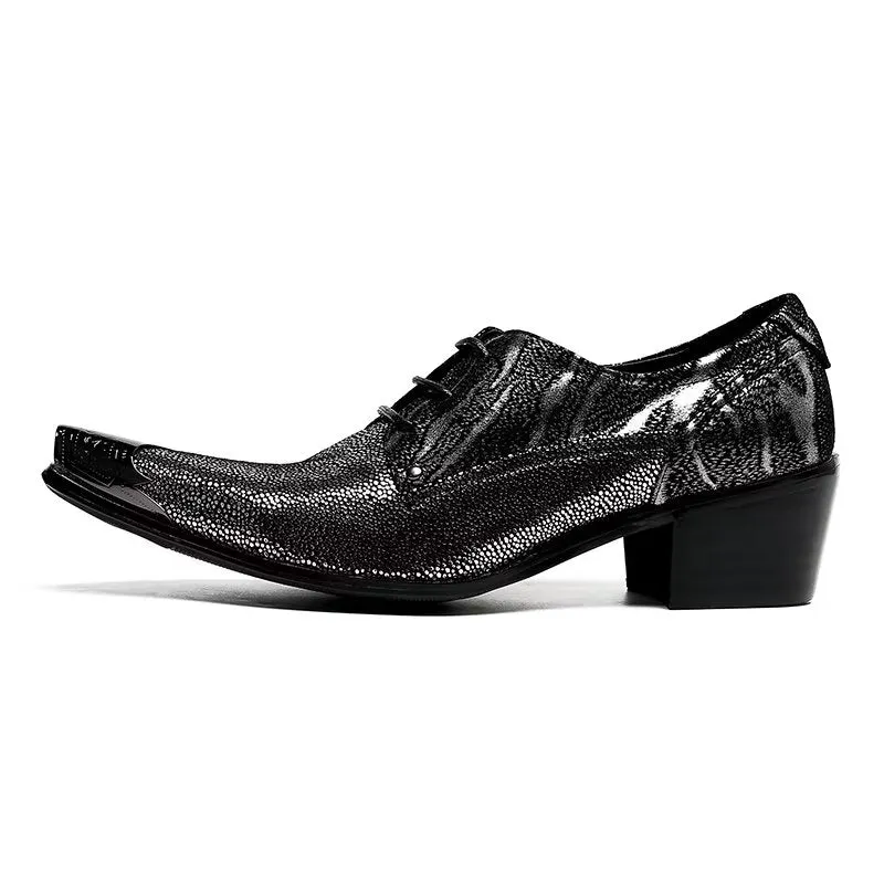 Luxe Exotic Leather Pointed Toe Derbies