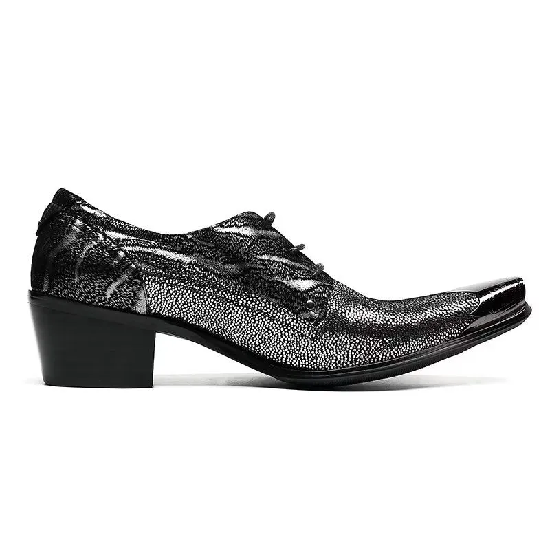 Luxe Exotic Leather Pointed Toe Derbies