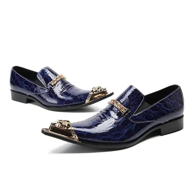 LuxeLeather Exotic Texture Chic Slip On Dress Shoes