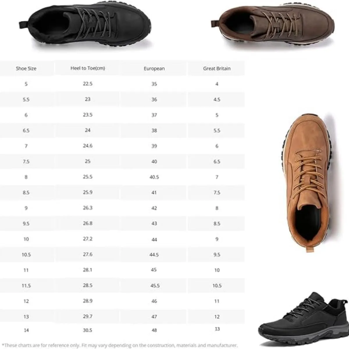 Men's Waterproof Hiking Shoes Non-Slip Breathable Lightweight Sneakers for Outdoor Trekking Walking Casual Leather Running Shoes