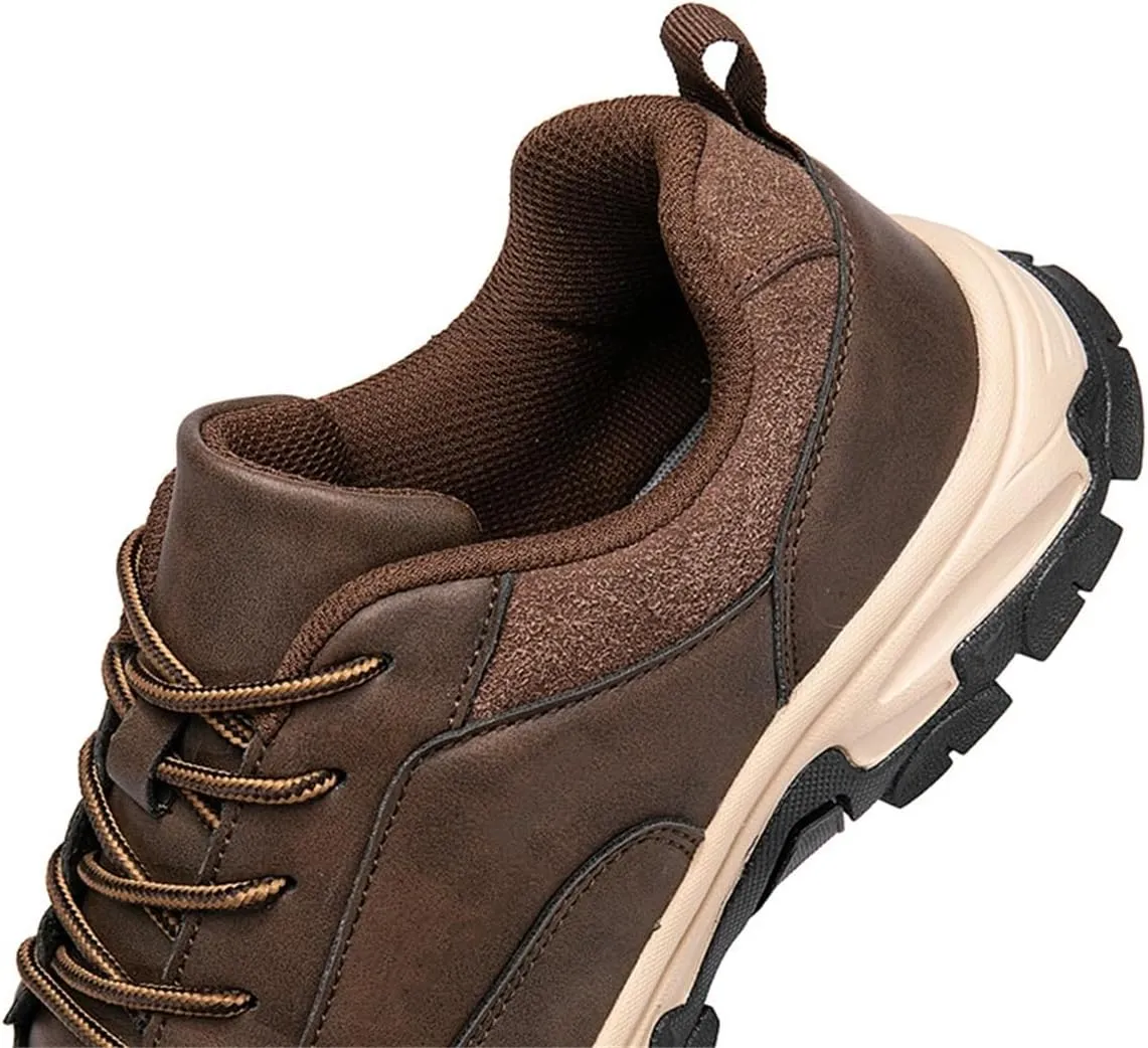 Men's Waterproof Hiking Shoes Non-Slip Breathable Lightweight Sneakers for Outdoor Trekking Walking Casual Leather Running Shoes