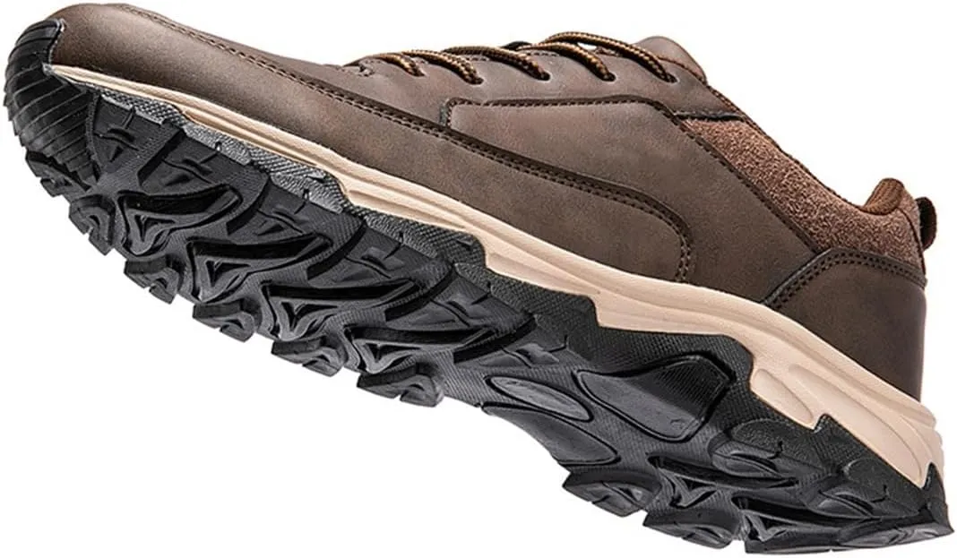 Men's Waterproof Hiking Shoes Non-Slip Breathable Lightweight Sneakers for Outdoor Trekking Walking Casual Leather Running Shoes