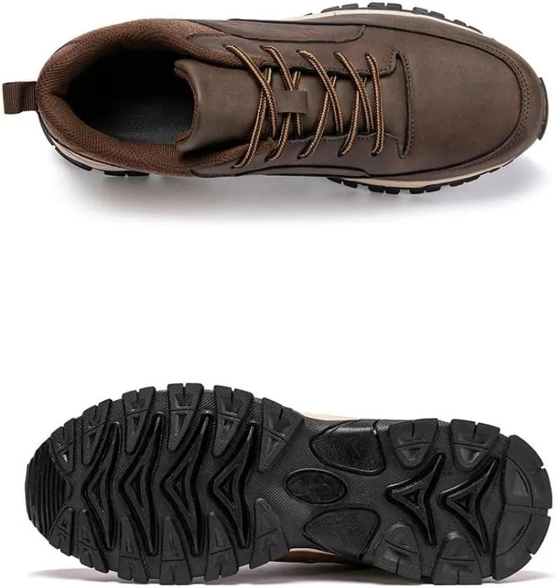 Men's Waterproof Hiking Shoes Non-Slip Breathable Lightweight Sneakers for Outdoor Trekking Walking Casual Leather Running Shoes