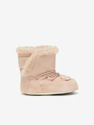 Moon Boot Baby Girls Suede Crib Boots in Pink