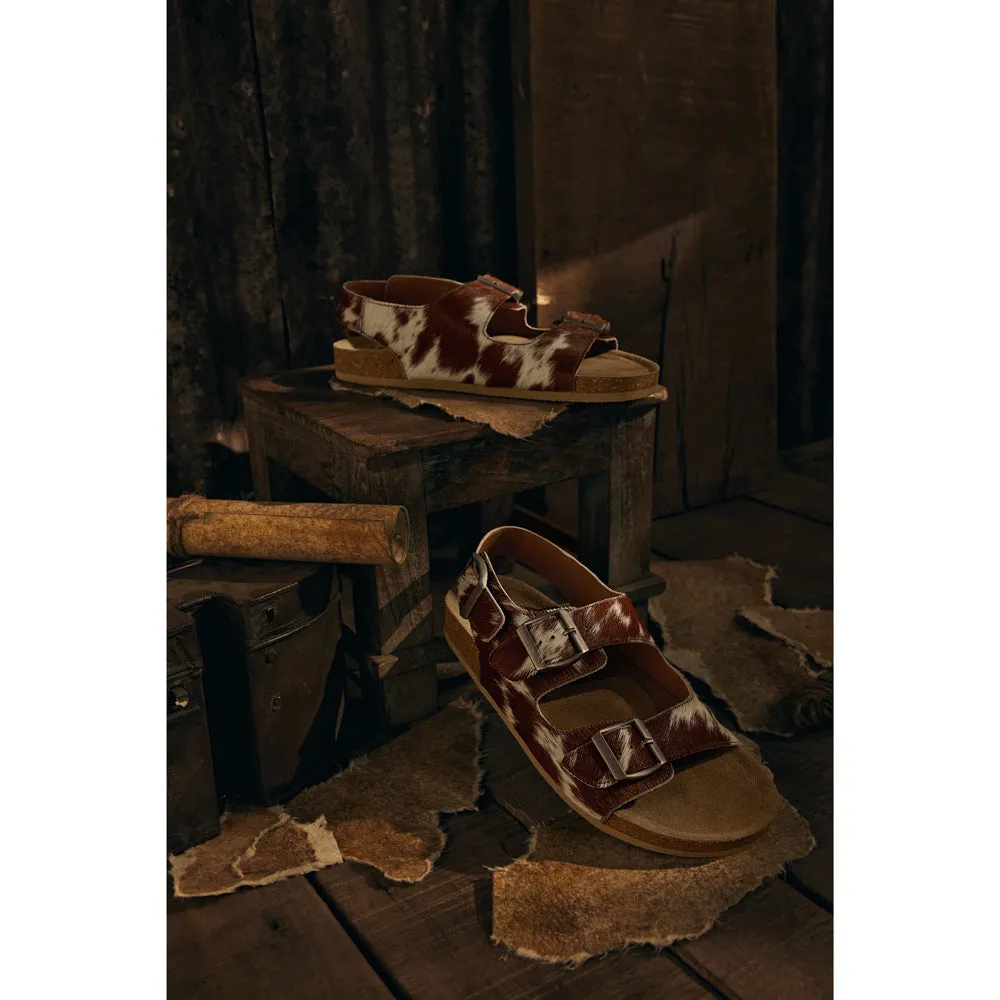 Mountain Path Leather Sandals In Brown& Light Hair-On  Hide