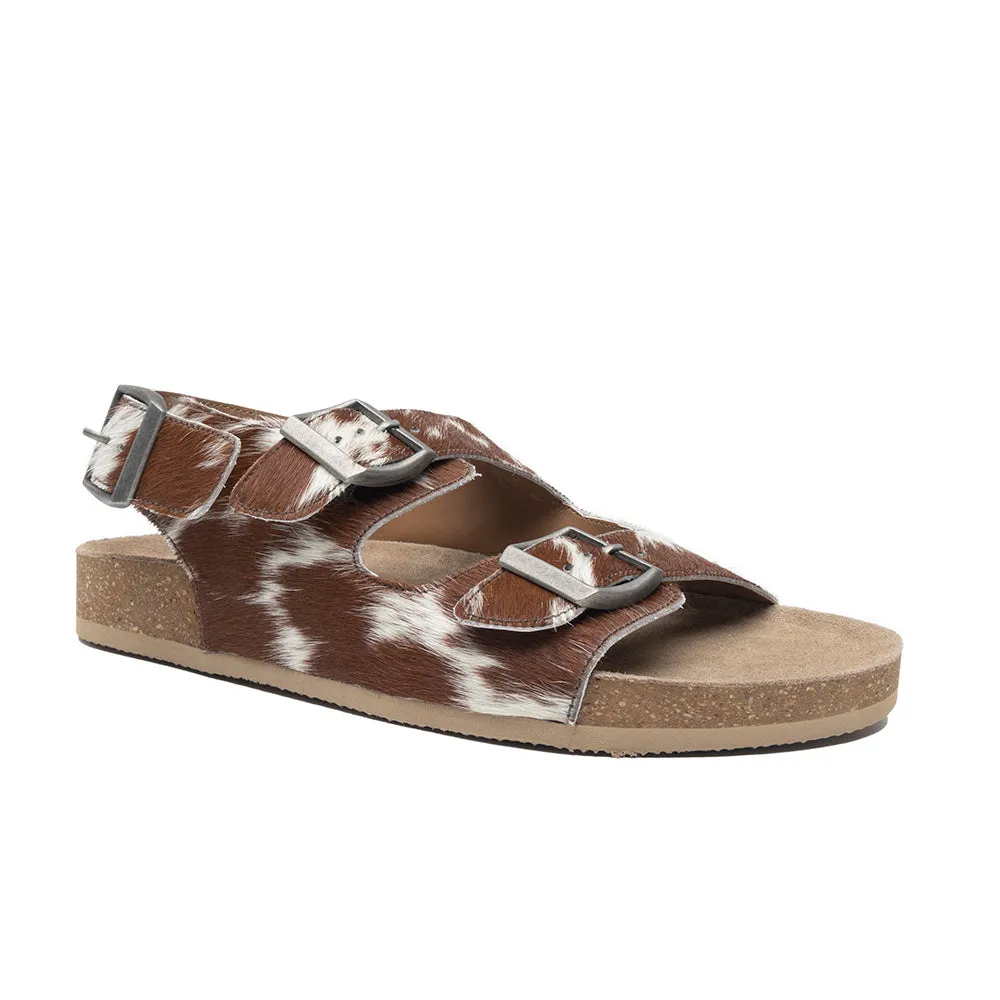 Mountain Path Leather Sandals In Brown& Light Hair-On  Hide