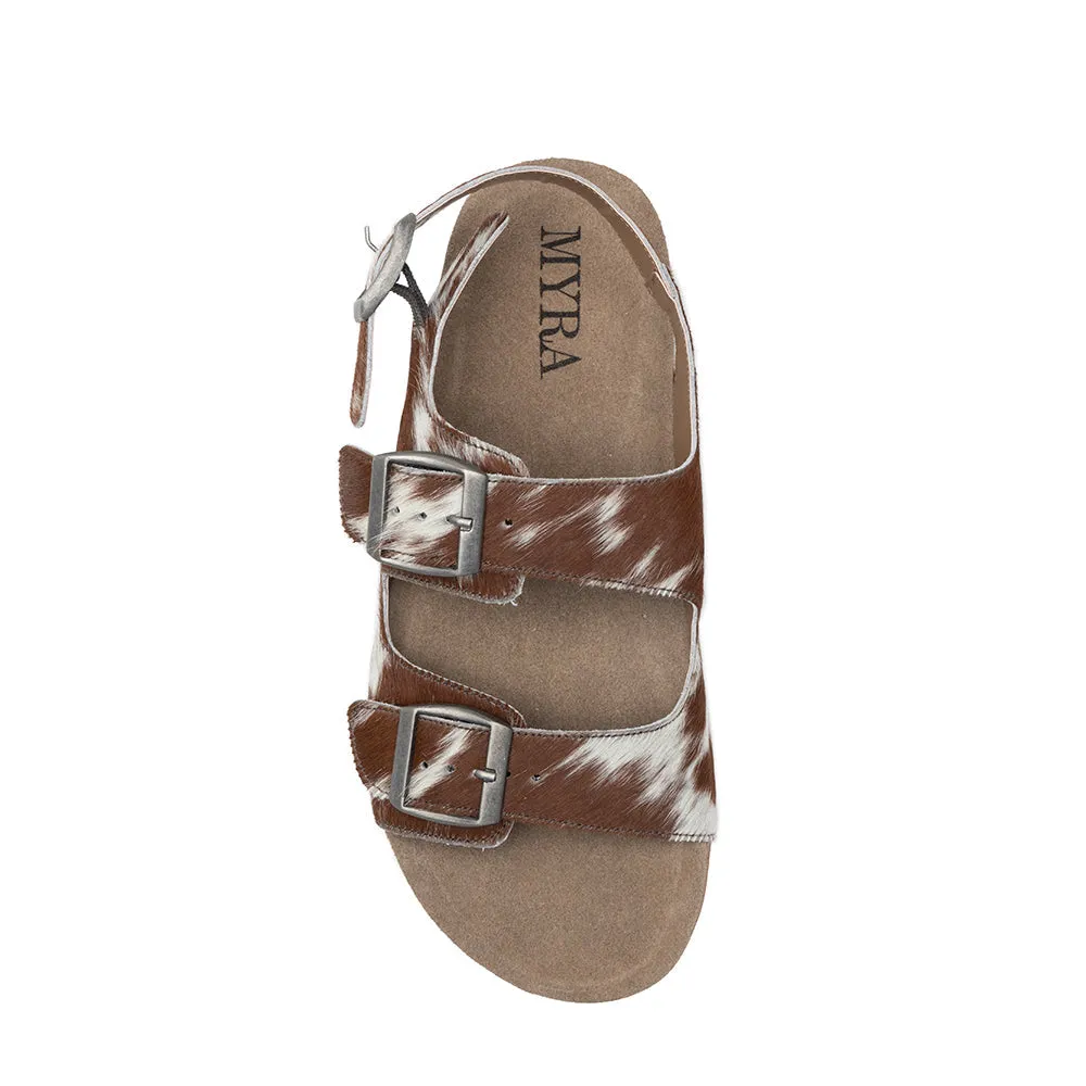 Mountain Path Leather Sandals In Brown& Light Hair-On  Hide