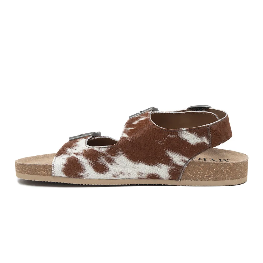 Mountain Path Leather Sandals In Brown& Light Hair-On  Hide