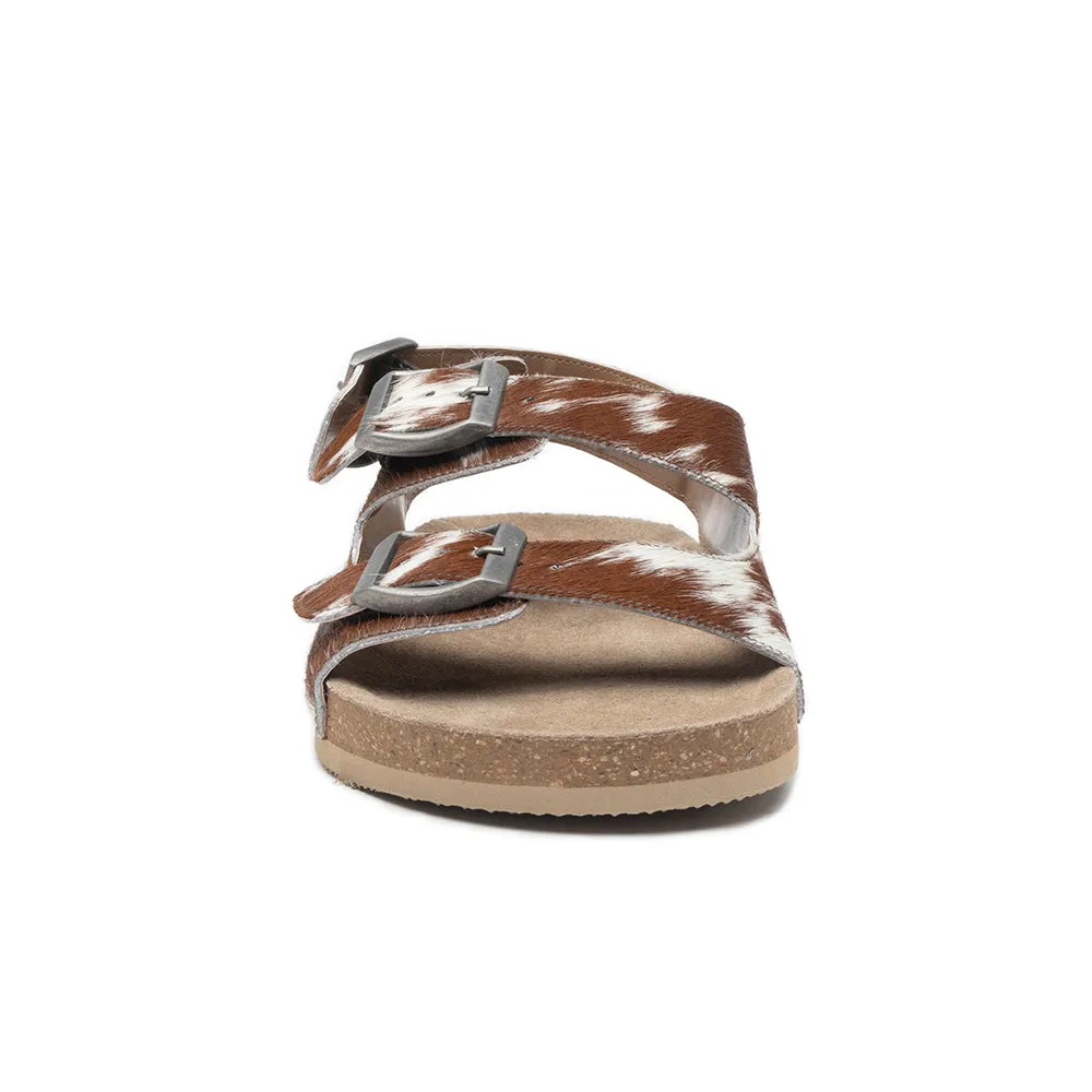 Mountain Path Leather Sandals In Brown& Light Hair-On  Hide