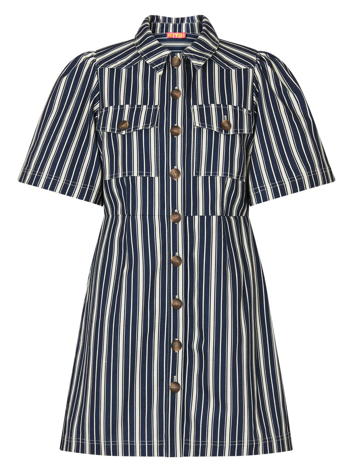 Shania Blue Stripe Cotton Canvas Mini Dress