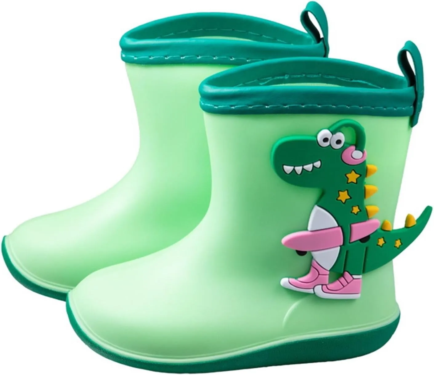 Toddler Boys Girls Dinosaur Rain Boots Cute artoon Animals Soft Pull On Non Slip Rubber Boys Rubber Boots Size 8