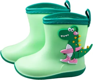 Toddler Boys Girls Dinosaur Rain Boots Cute artoon Animals Soft Pull On Non Slip Rubber Boys Rubber Boots Size 8