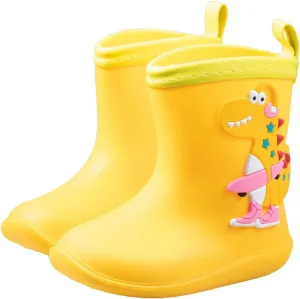 Toddler Boys Girls Dinosaur Rain Boots Cute Cartoon Animals Soft Pull On Non Slip Rubber Lightweight Raining Boots