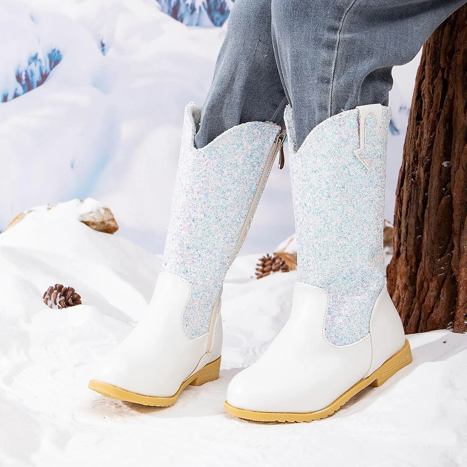 Toddler Girls Cowgirl Boots Western Glitter Cowboy Boot Ankle Boots Little Kids Big Kid Party Birthmen Dress Shoes
