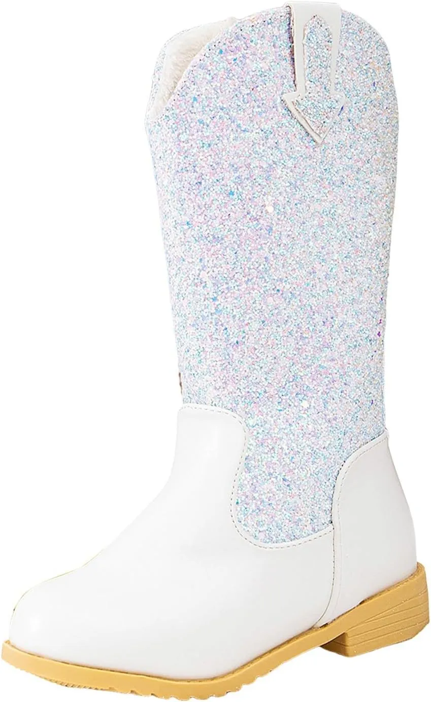 Toddler Girls Cowgirl Boots Western Glitter Cowboy Boot Ankle Boots Little Kids Big Kid Party Birthmen Dress Shoes