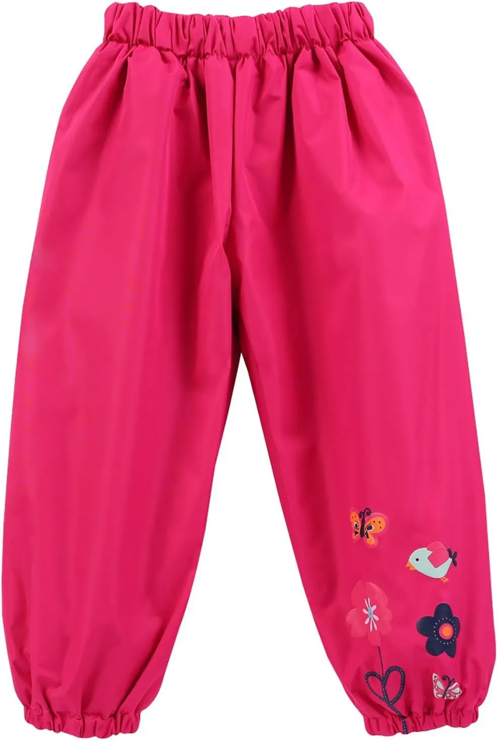 Toddlers Rain Waterproof Pants Little Boys Girls Butterfly Flower Printed Mud Dirty Proof Trousers Kids Rainwear