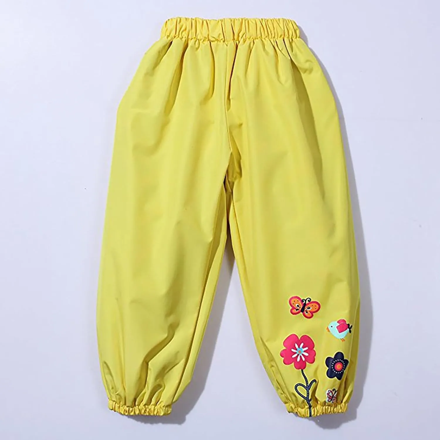 Toddlers Rain Waterproof Pants Little Boys Girls Butterfly Flower Printed Mud Dirty Proof Trousers Kids Rainwear