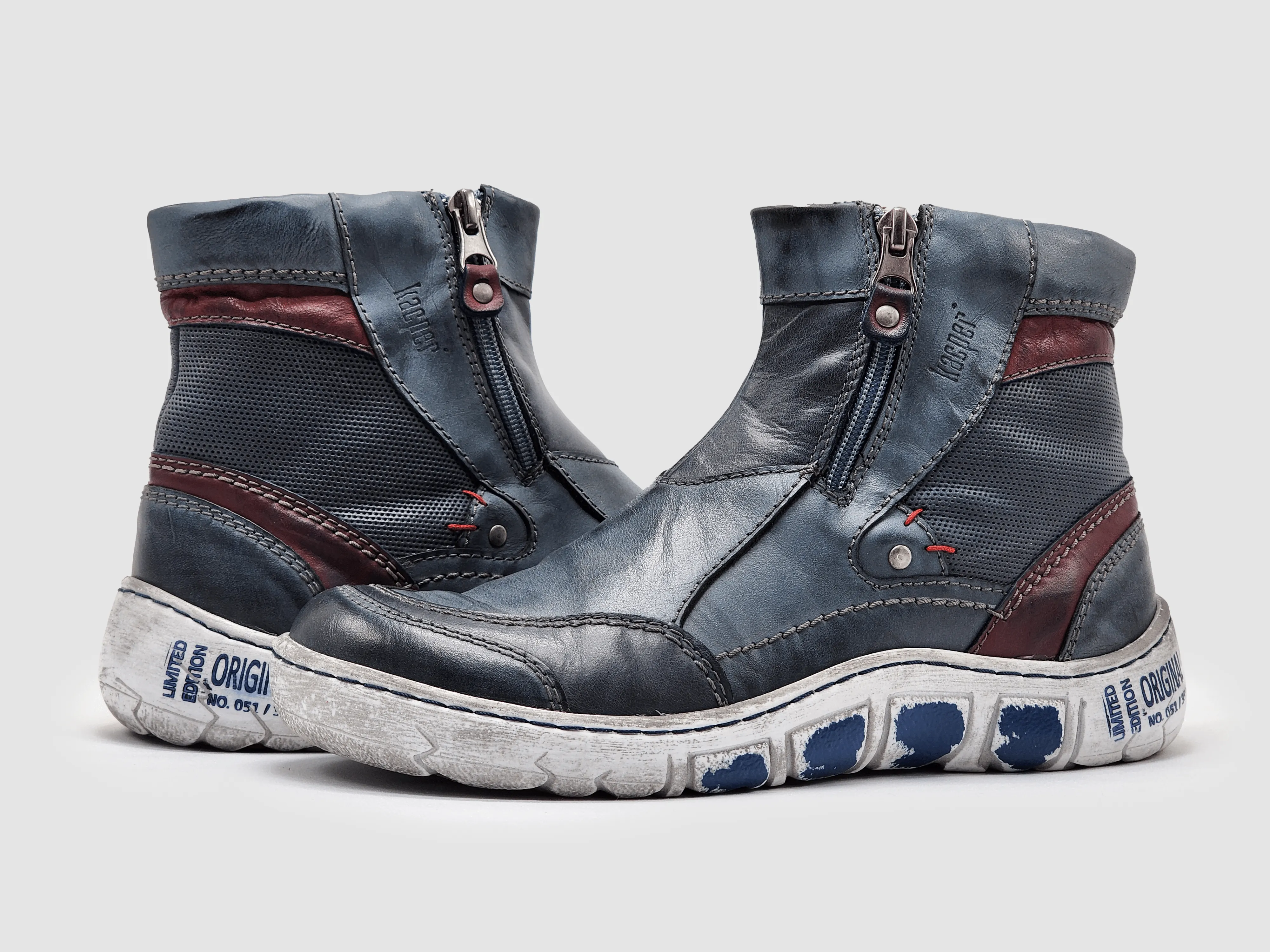 Women's Original Wool-Lined Zip-Up Leather Boots - Navy